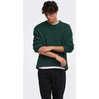 ONLY & SONS Wool Blend Textured Crew Neck Jumper Dark Green