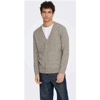 ONLY & SONS Cosy Long Sleeve Wool Cardigan Brown