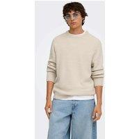 ONLY & SONS Knitted Crew Neck Jumper Beige Mix