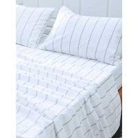 MM Linen Pure Cotton 200 Thread Count Striped Fitted Sheet Natural