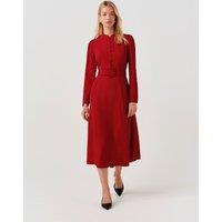 Ghost Belted Midi Waisted Dress Red
