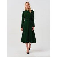 Ghost Belted Midi Waisted Dress Dark Green