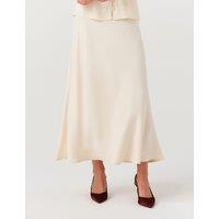 Ghost Satin Midi Slip Skirt Ivory