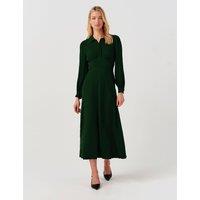 Ghost Crepe Midi Waisted Dress Dark Green