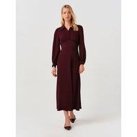 Ghost Crepe Midi Waisted Dress Burgundy