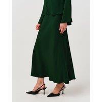 Ghost Satin Midi Slip Skirt Dark Green