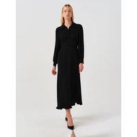 Ghost Crepe Midi Waisted Dress Black