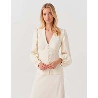 Ghost V Neck Button Through Blouse Ivory