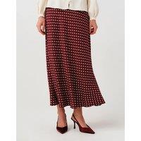 Ghost Satin Spot Print Midi Slip Skirt Burgundy Mix