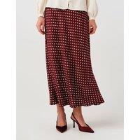 Ghost Satin Spot Print Midi Slip Skirt Burgundy Mix
