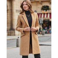 SOSANDAR Single Breasted Collared Coat Camel