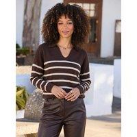 SOSANDAR Striped Relaxed Knitted Top Brown Mix