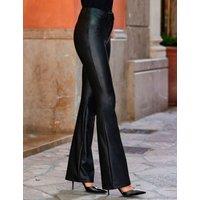 SOSANDAR Leather Look Kickflare Trousers Black