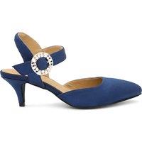 Jones Bootmaker Leather Buckle Stiletto Court Shoes Navy
