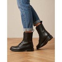 Jones Bootmaker Leather Block Heel Ankle Boots Black