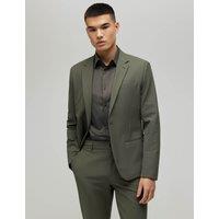 River Island Skinny Fit Stretch Suit Jacket Khaki
