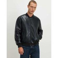 River Island Faux Leather Bomber Jacket Black