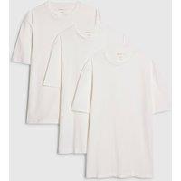 River Island 3 Pack Slim Fit Cotton Rich Crew Neck T-Shirts White