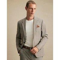River Island Skinny Fit Checked Suit Jacket Grey Mix