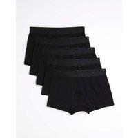 River Island 5 Pack Cotton Rich Trunks Black