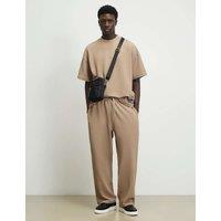 River Island Oversized Waffle Crew Neck T-Shirt Stone