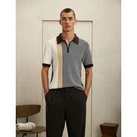 River Island Pure Cotton Colour Block Knitted Polo Shirt Multi