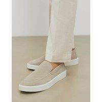 River Island Suede Slip On Loafers Stone