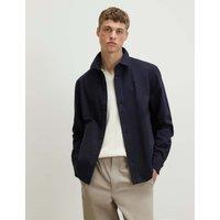 River Island Slim Fit Pure Cotton Overshirt Navy