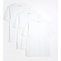 River Island 3 Pack Muscle Fit Pure Cotton T-Shirts White