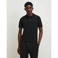 River Island Slim Fit Textured Tipped Polo Shirt Black