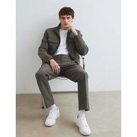 River Island Skinny Fit Flat Front Comfort Waist Trousers Khaki