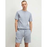 River Island Muscle Fit Cotton Rich Textured T-Shirt Blue