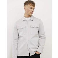 River Island Slim Fit Pure Cotton Overshirt Grey