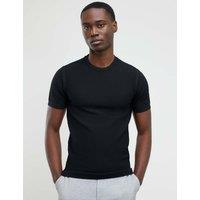 River Island Zig-Zag Textured T-Shirt Black