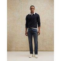 River Island Straight Fit 5 Pocket Stretch Jeans Dark Blue Denim