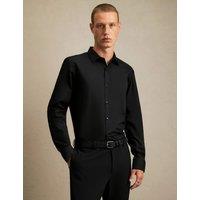 River Island Slim Fit Cotton Blend Shirt Black
