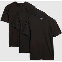 River Island 3 Pack Muscle Fit Pure Cotton T-Shirts Black
