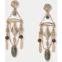M&S Natural Stone and Chain Drop Earrings Multi