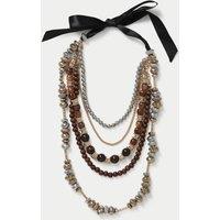 M&S Mega Fabric Beaded Necklace Multi