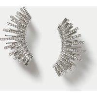 M&S Rhodium Crystal Climber Ear Cuffs Silver