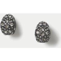 M&S Gunmetal Crystal Tear Drop Stud Earrings Dark Grey