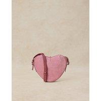 White Stuff Heart Leather Cross Body Bag Pink