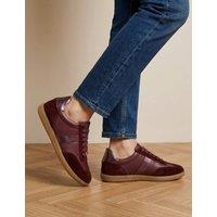 Jones Bootmaker Suede Lace Up Cupsole Trainers Burgundy