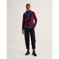 Seasalt Cornwall Merino Wool Rich Textured Crew Neck Jumper Dark Purple