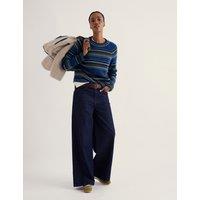 Seasalt Cornwall Wool Blend Striped Jumper with Mohair Blue Mix
