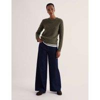 Seasalt Cornwall Merino Wool Rich Textured Crew Neck Jumper Khaki