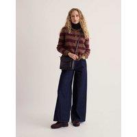 Seasalt Cornwall Striped Cardigan with Wool & Mohair Purple Mix