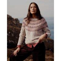 Seasalt Cornwall Merino Wool Rich Fair Isle Relaxed Jumper Pink Mix