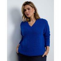 Live Unlimited London Wool Blend V-Neck Knitted Jumper Blue
