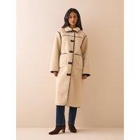 Nobody's Child Faux Shearling Funnel Neck Oversized Longline Coat Cream